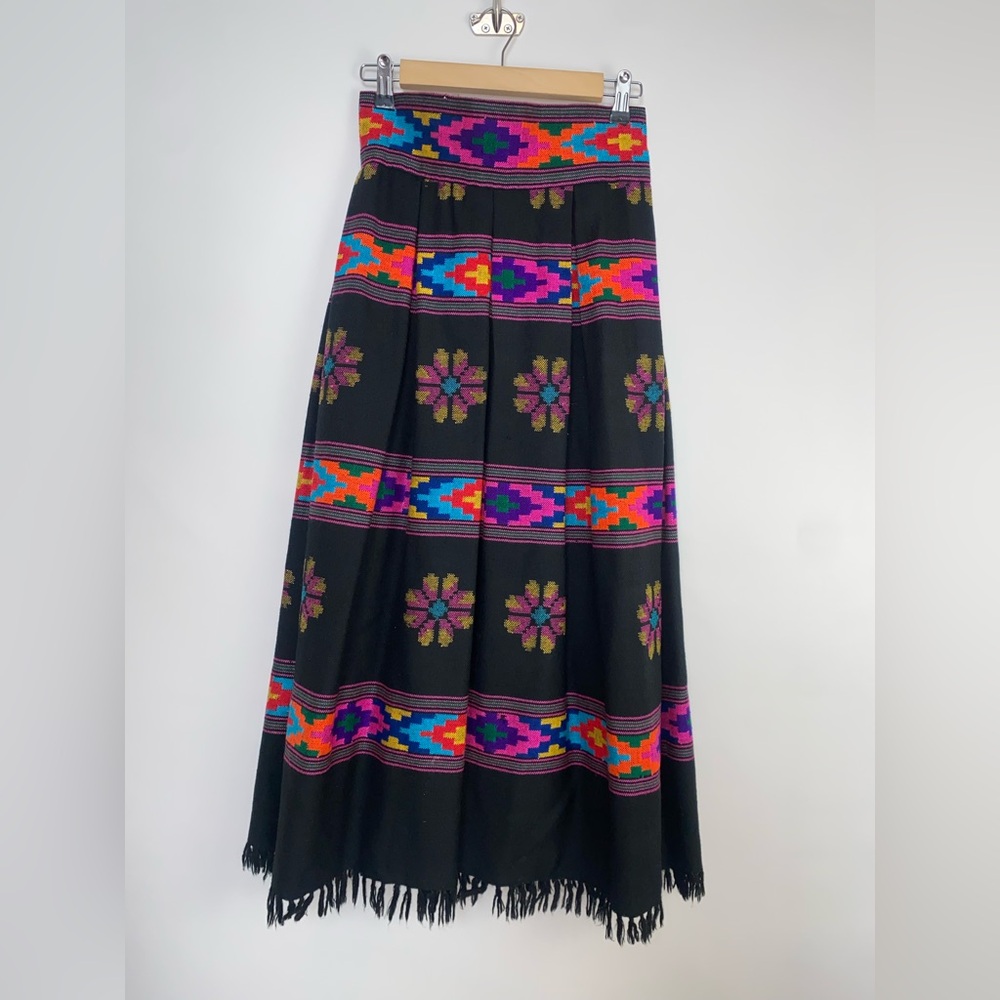 Vintage 1970s Anthony Muto for Saz II Wool Skirt – Boho Folk Artisan Woven - Picture 2 of 15